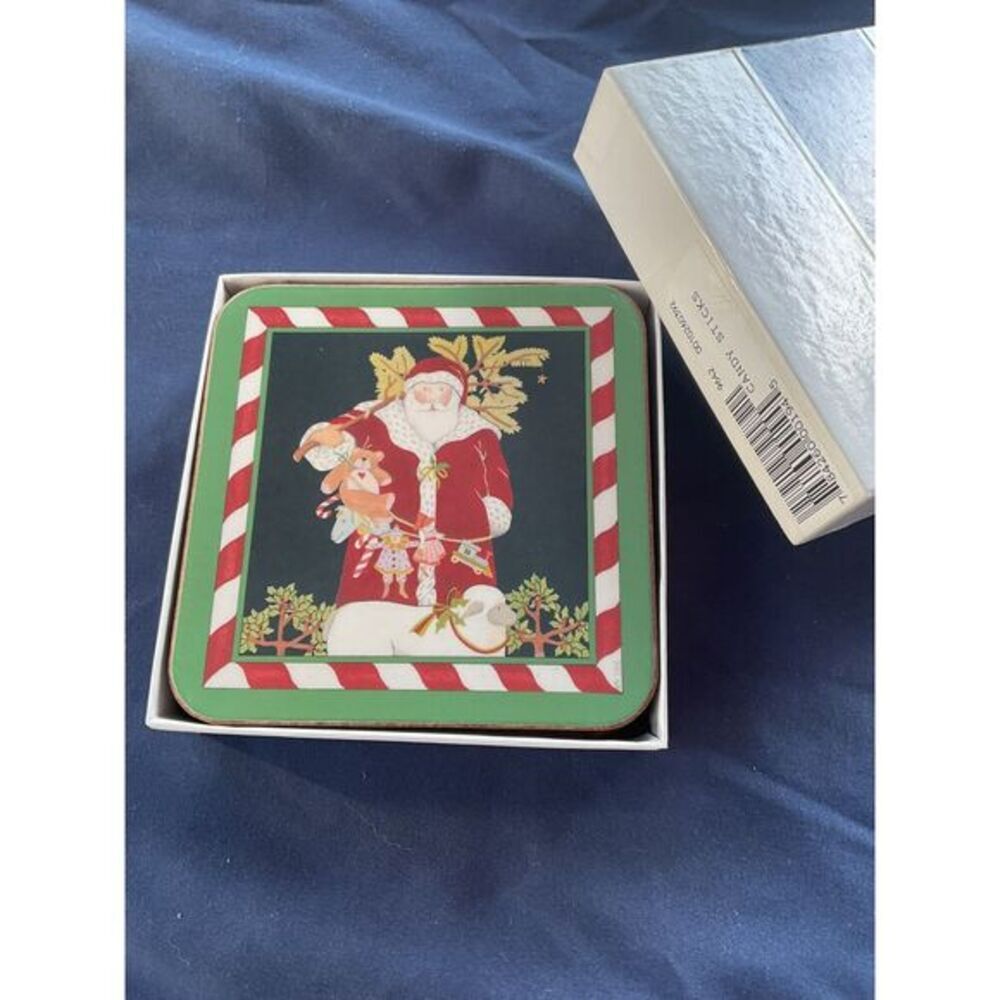 Pimpernel Christmas Coaster Set of 6 Made in England Cork Bottom NIB